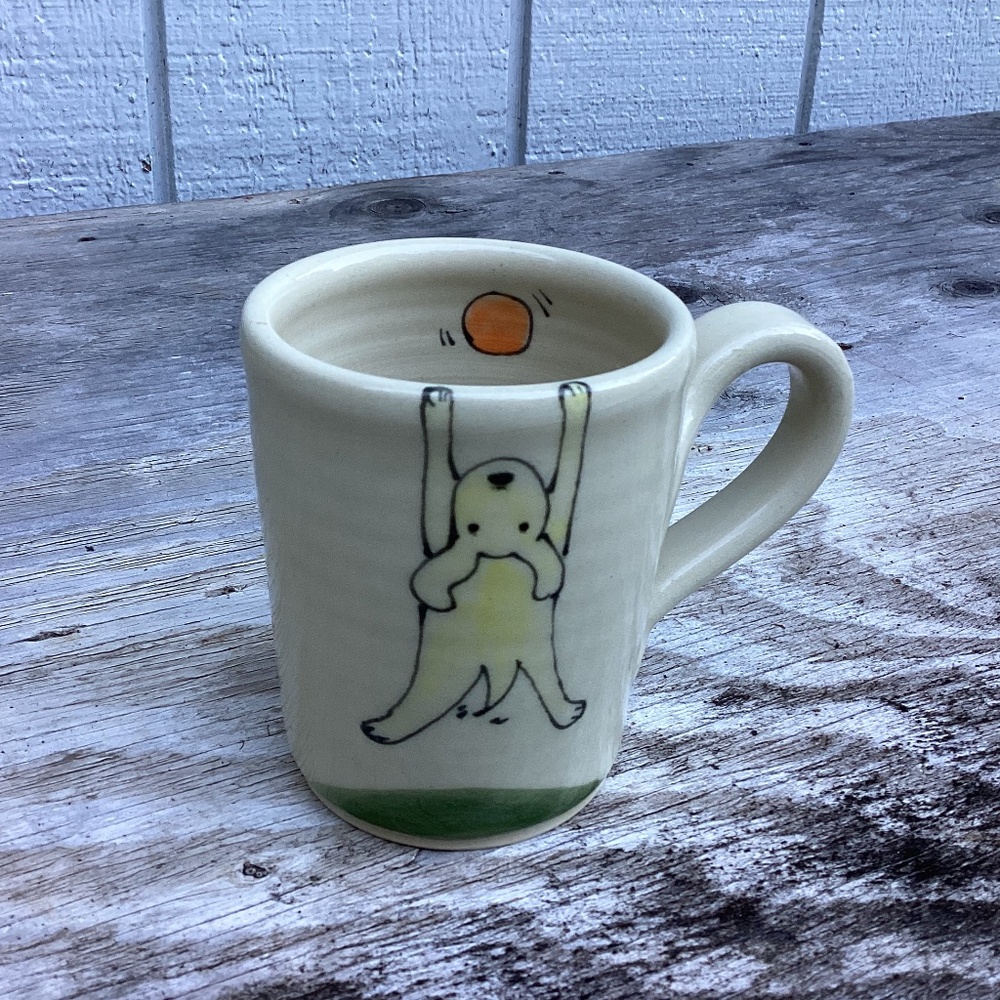 NEW hanging in there DOG porcelain handmade MUG
